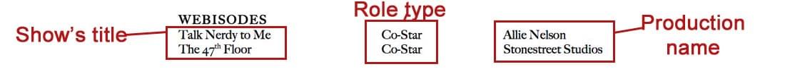 Actor Resume Explanation TV Web Series